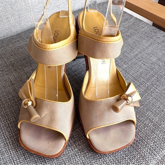 Louis Vuitton LV Vintage Slingback Heels Butter Yellow and tan Size EU 37.5 - Picture 5 of 11